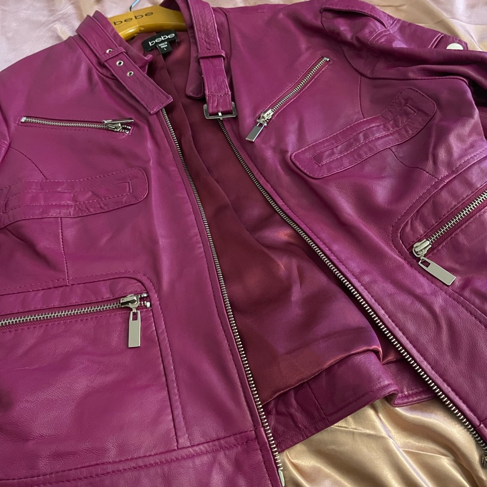 Slightly used 100% Leather Bebe Moto Jacket! Size Large